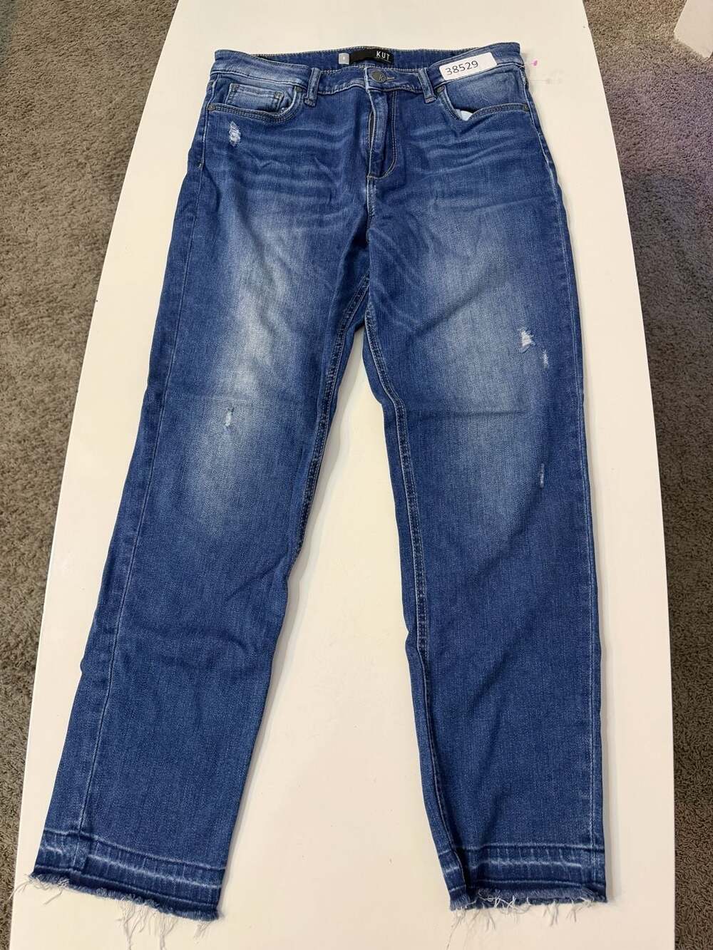 KUT from the Kloth Distressed Straight Leg Denim Jeans